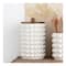 Hello Honey® White Raised Dots Stoneware Canister with Acacia Wood Lid
